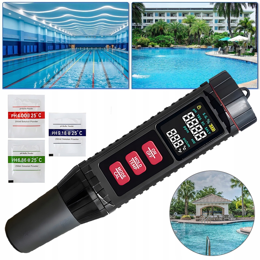 Měřič Ph Tester Ph Do Bazénu 7 V 1 Tds/ec/slanost/temp/ph Tester Bazénu