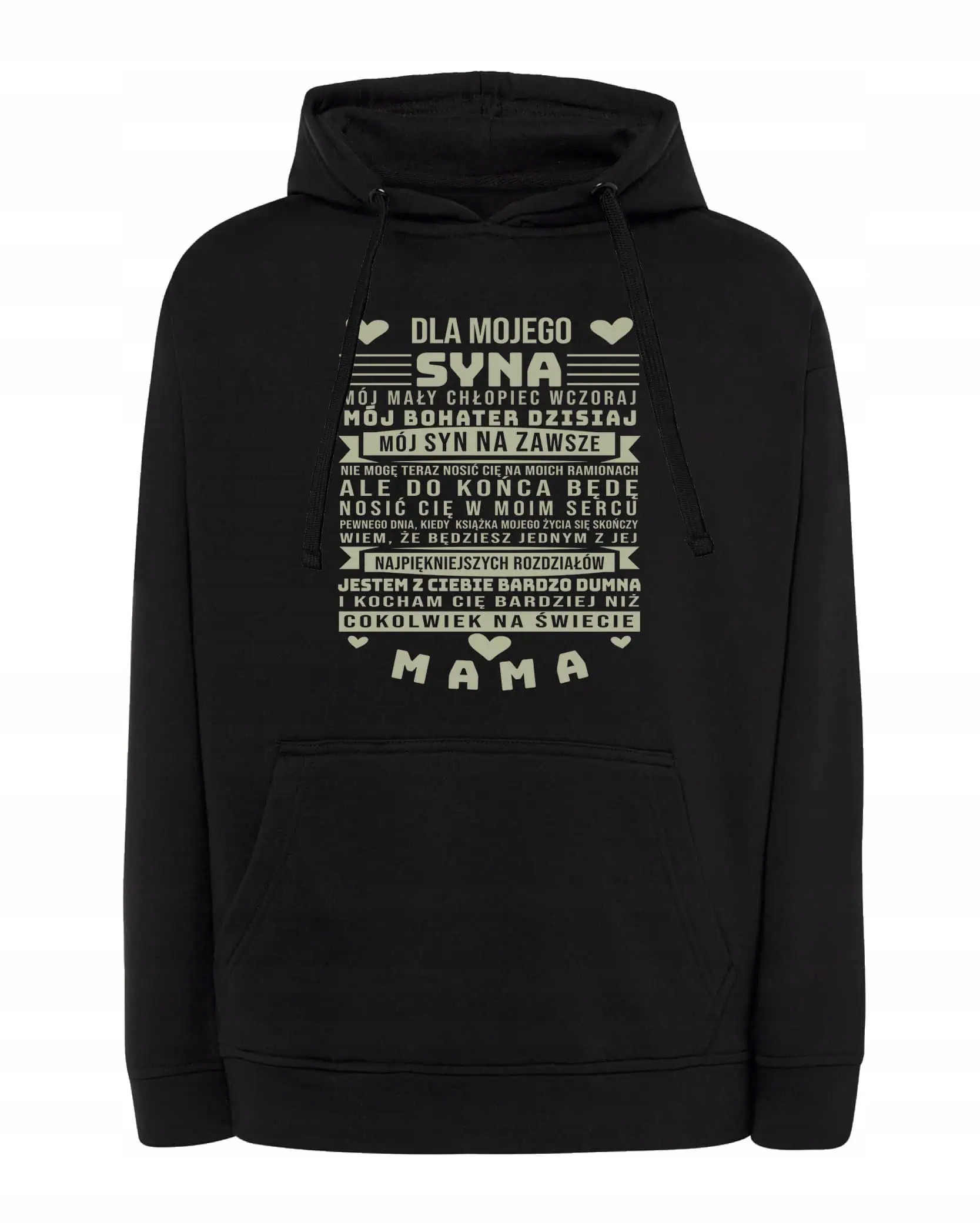 Mikina s kapucí pro syna Láska rodiče Personalizovaná Černá M
