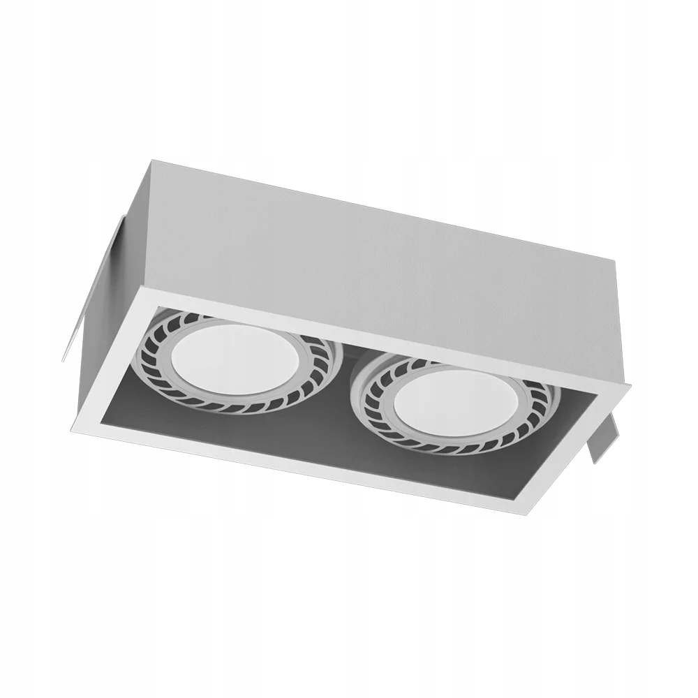 Lampa s dvojitým zapusteným svietidlom, biela, obdĺžniková, 25 cm, očko Brosline