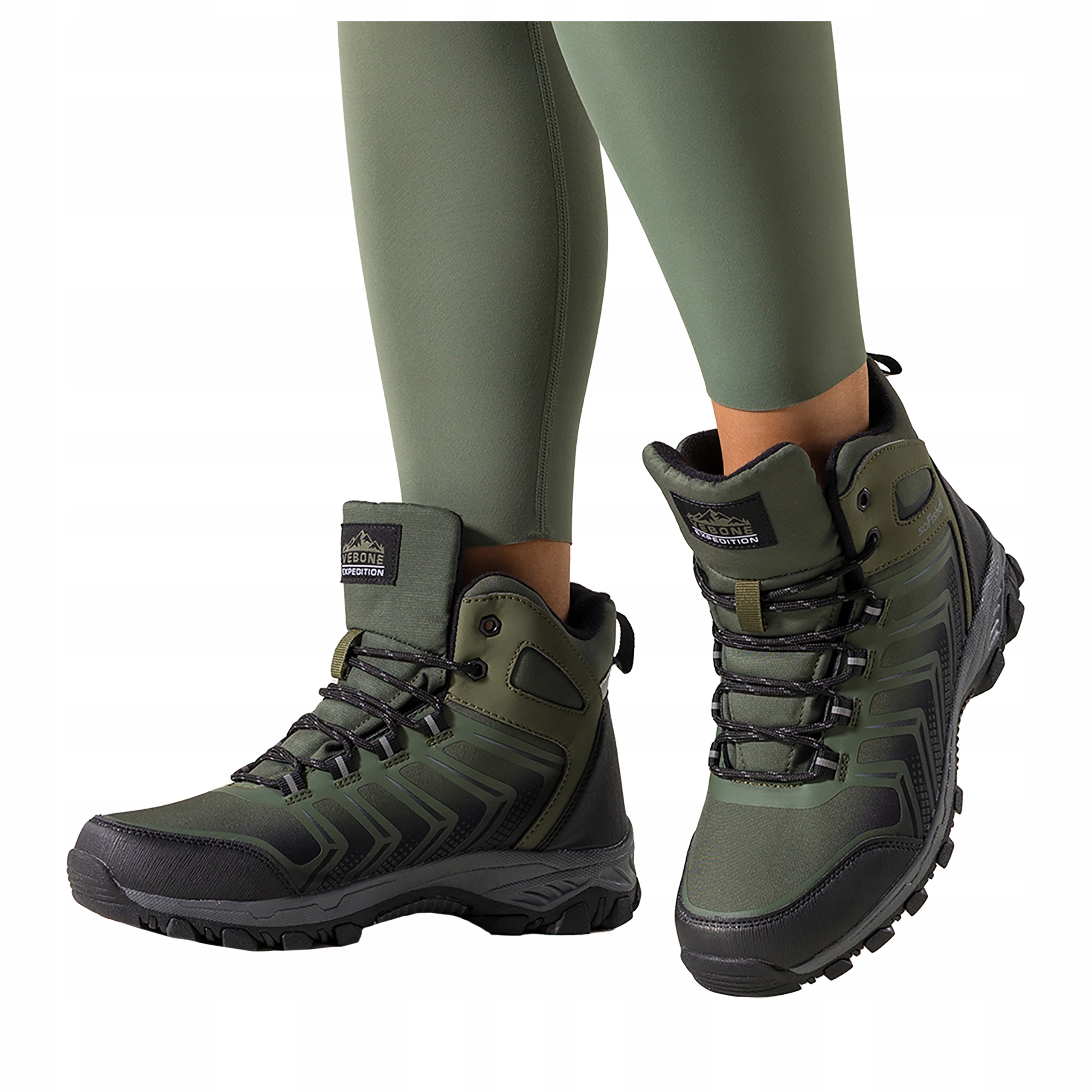 Dámské Trekingové Boty Zelené Sportovní Pohodlné Softshell Šněrovací vel. 37