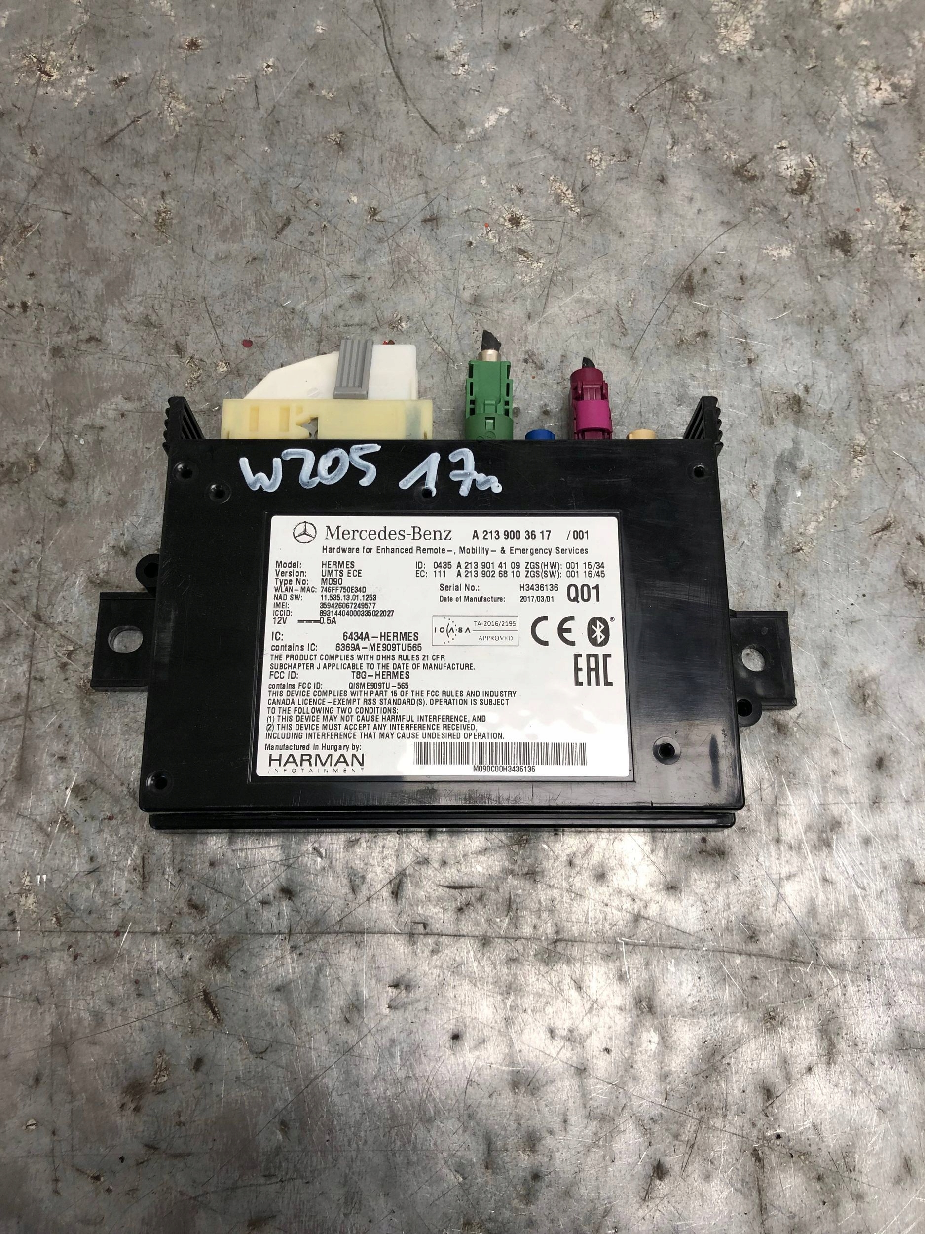 module BLUETOOTH MERCEDES W205 A2139003617