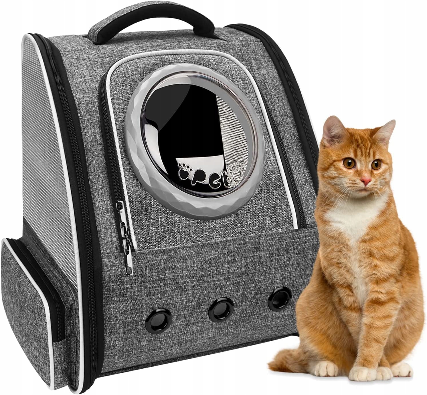 Kapslový Batoh s prostorem pro kočky do 8 kg Šedý