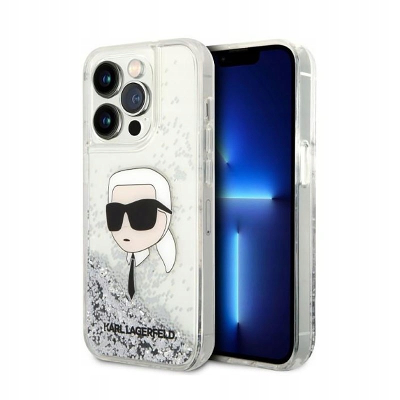 Karl Lagerfeld Liquid Glitter Nft Karl's Head Pouzdro pro iPhone 14 Pro (stříbrné)