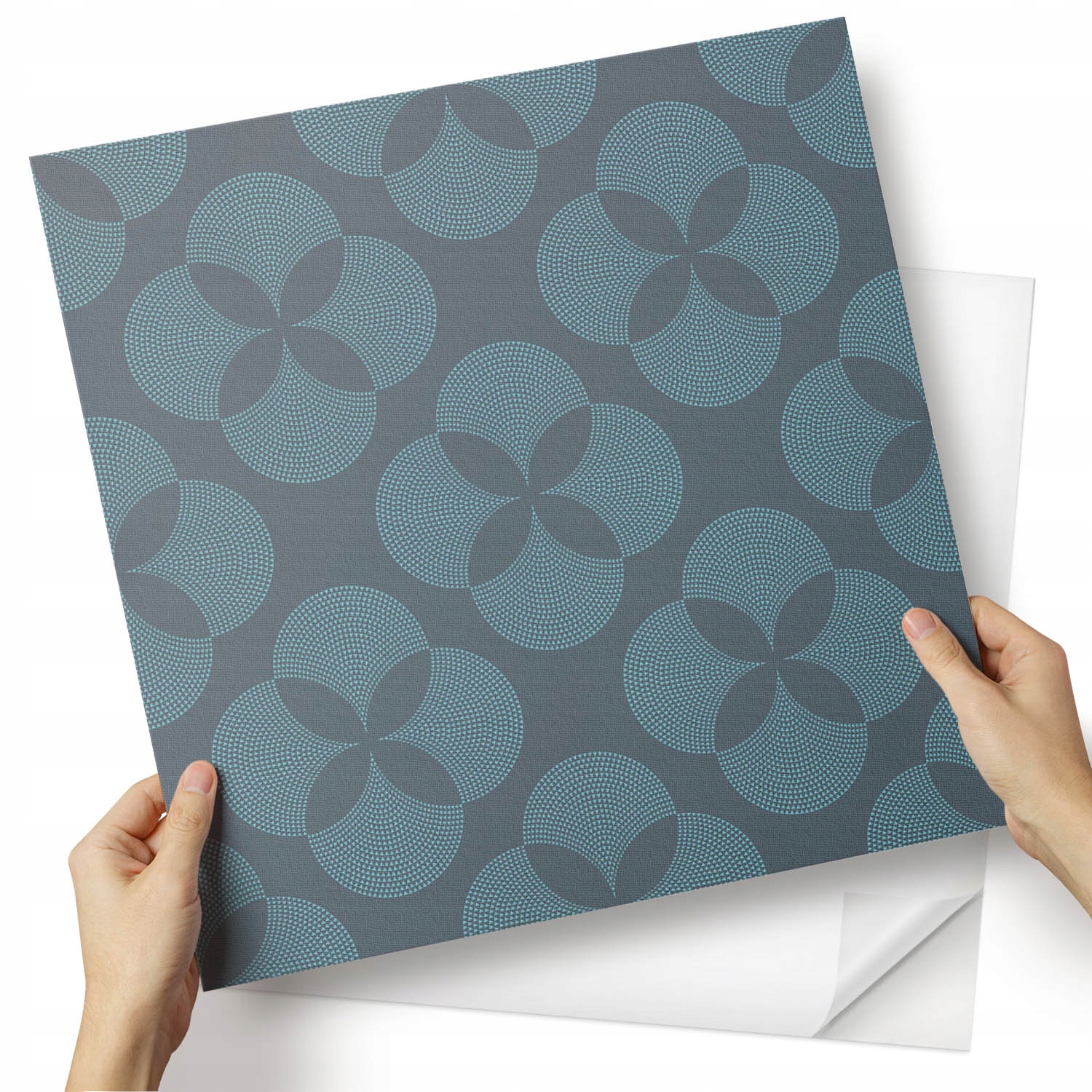 Sada samolepících Pvc panelů Květiny v rytmu kruhů 4x50x50 cm