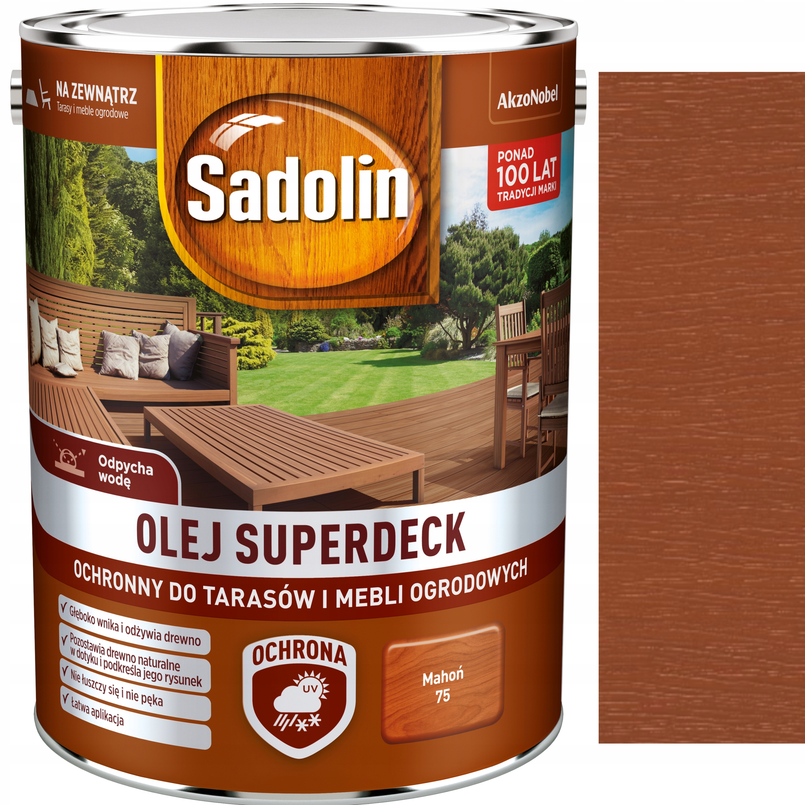Olej do mebli ogrodowych i Tarasów Sadolin Olej Superdeck Mahoń 5L