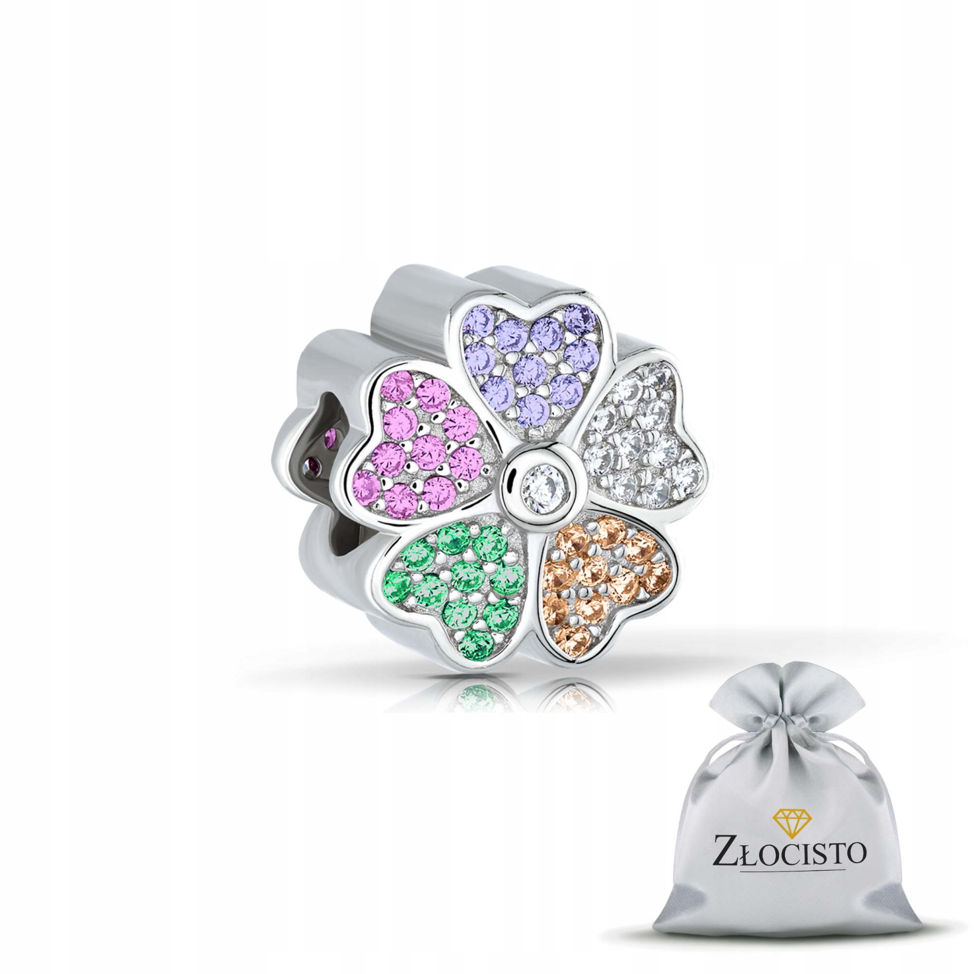 Stříbrné Přívěsky S Korálkem Na Náramky 925, Dárek Čtyřlístek