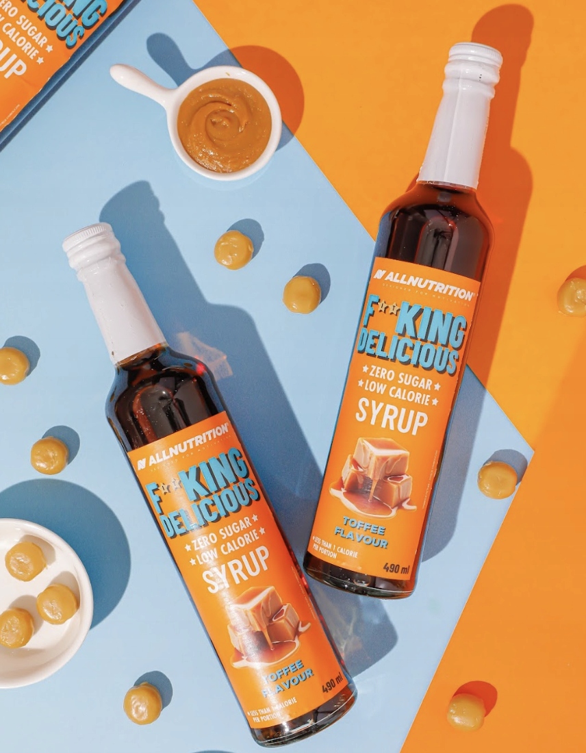 ALLNUTRITION FITKING DELICIOUS SYRUP ZERO KALORII TOFFEE 490ml SYROP TOFFI Stan opakowania oryginalne