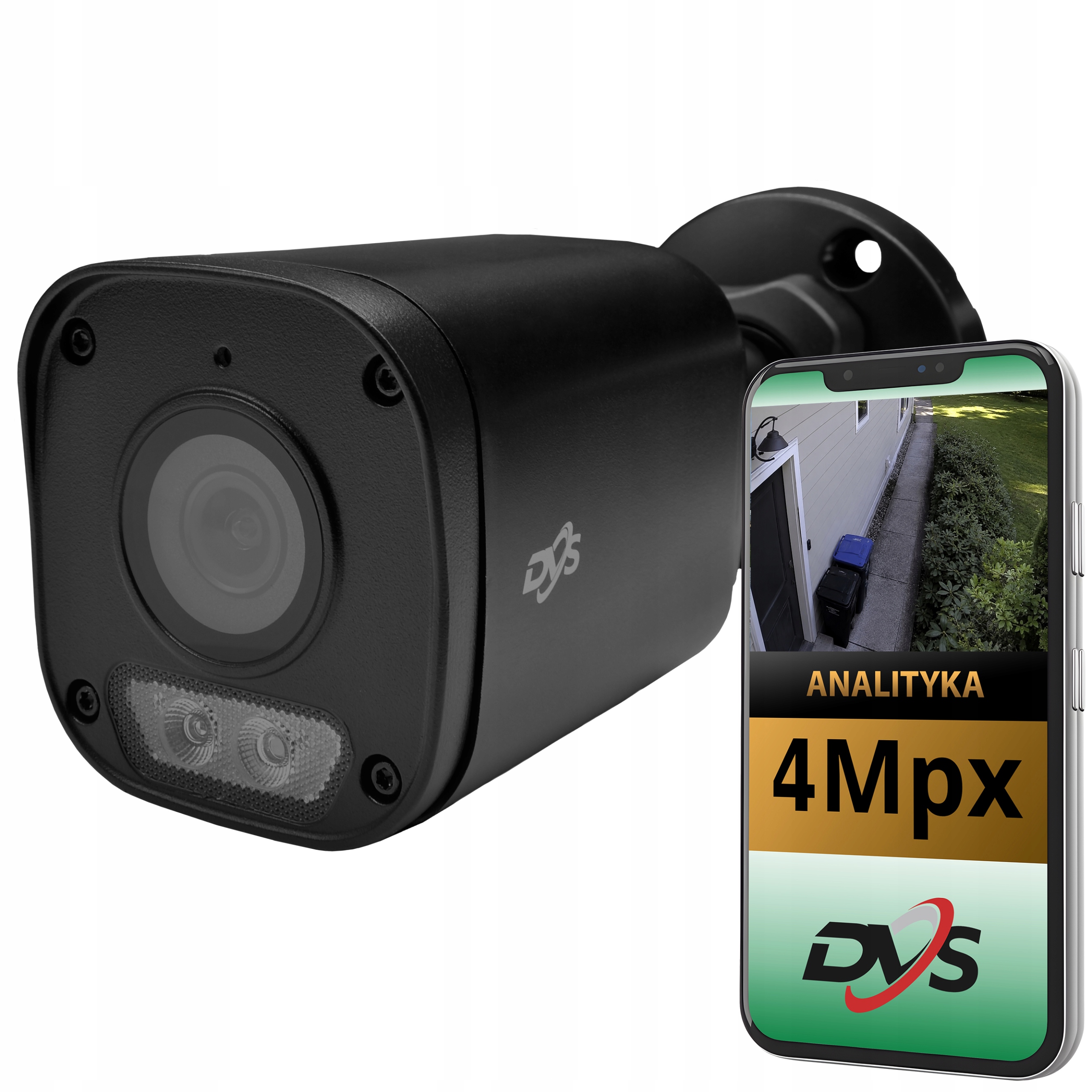 Venkovní kamera pro monitorování domu 4 Mpx Ip PoE černá tuba s Led Ir Dvs