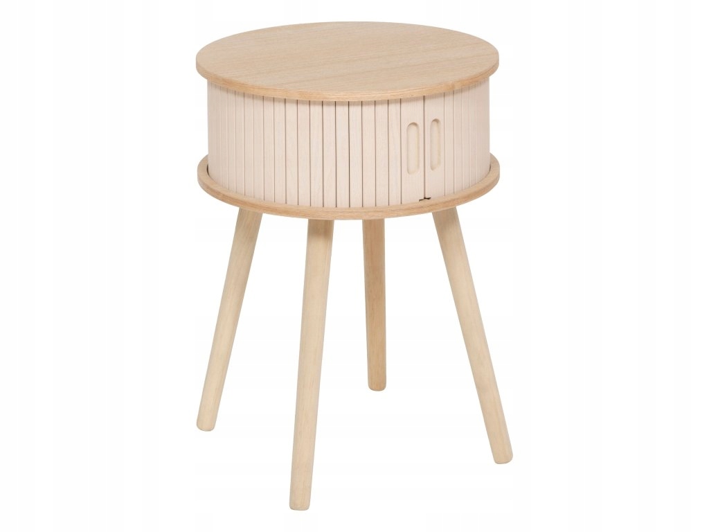 Nočný stolík Nysos s 2 dvierkami, Ø 40 cm, béžový