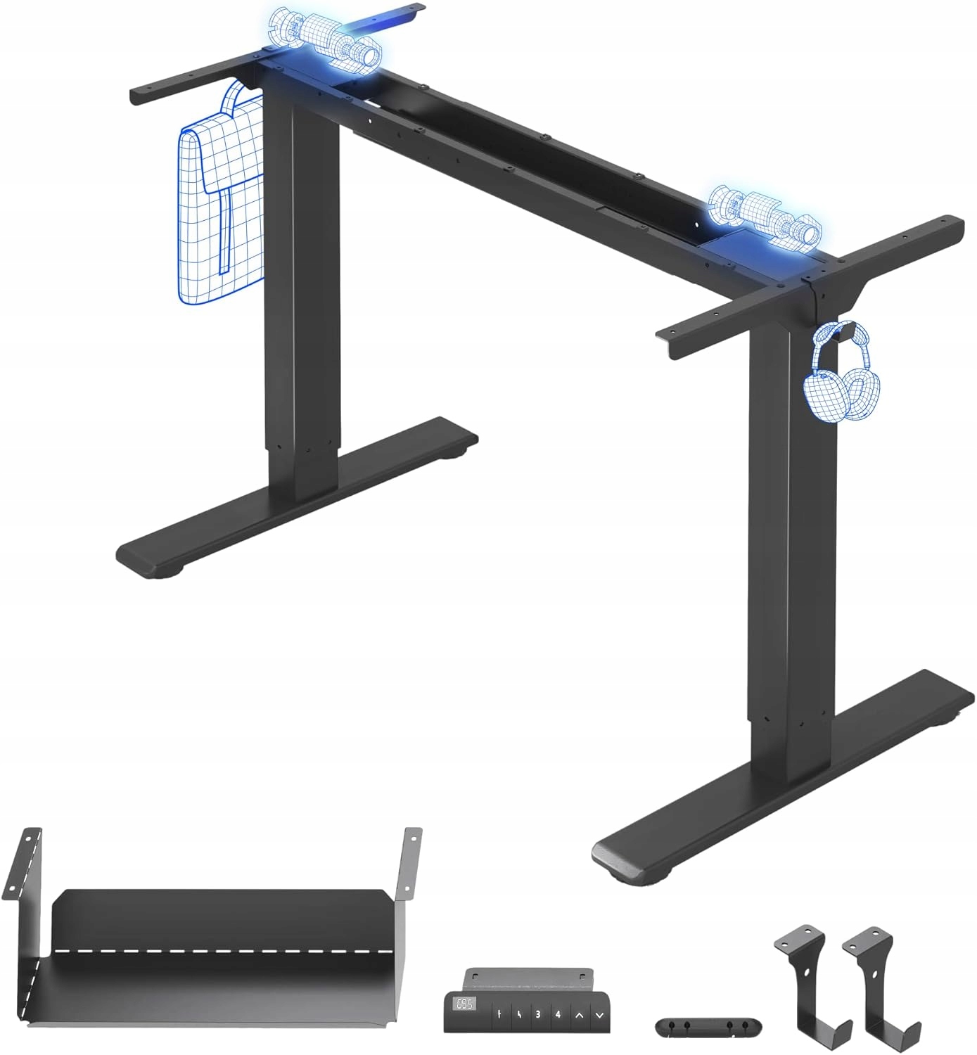 STELAŻ BIURKA ELEKTRYCZNEGO FLEXISPOT EB2B 100KG LED MEMO 180CM CZARNY