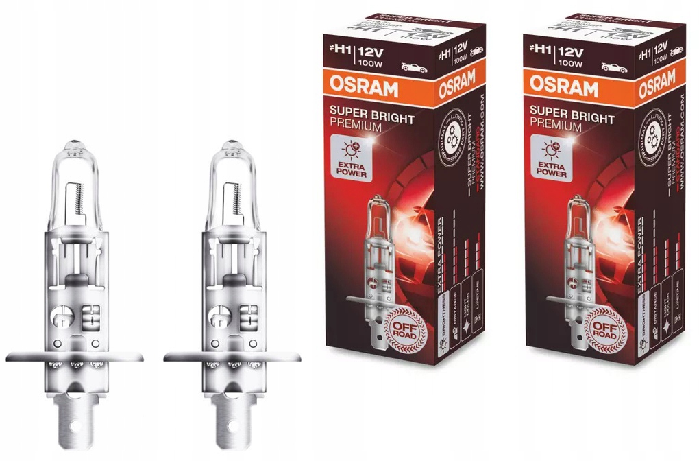 2x Żarówka Osram Bright Premium H1 12V 100W Komplet
