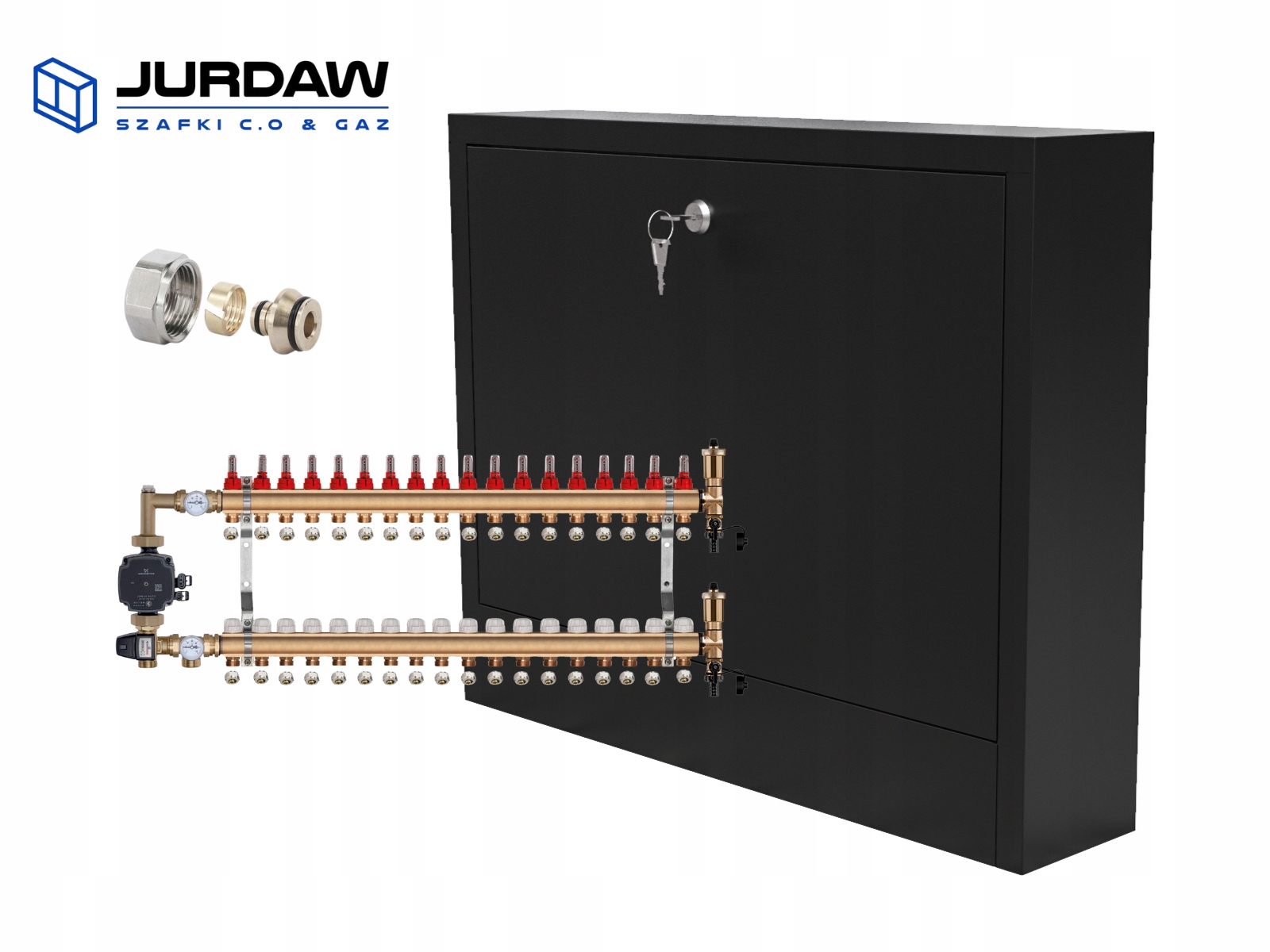 Mosazný Rozdělovač 18 S Čerpadlem Grundfos Nástěnná Skříňka Černá Pex