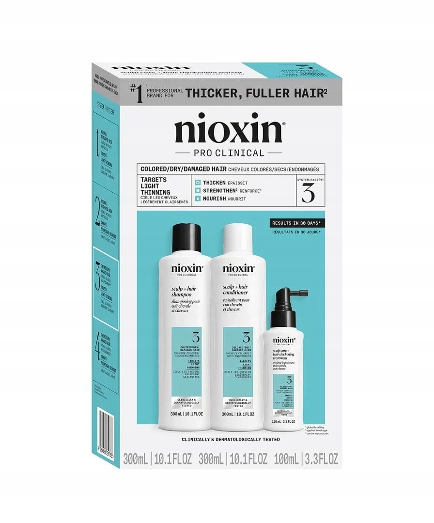 Nioxin 3 Sada XL pro barvené, mírně řídnoucí vlasy 300+300+100 ml
