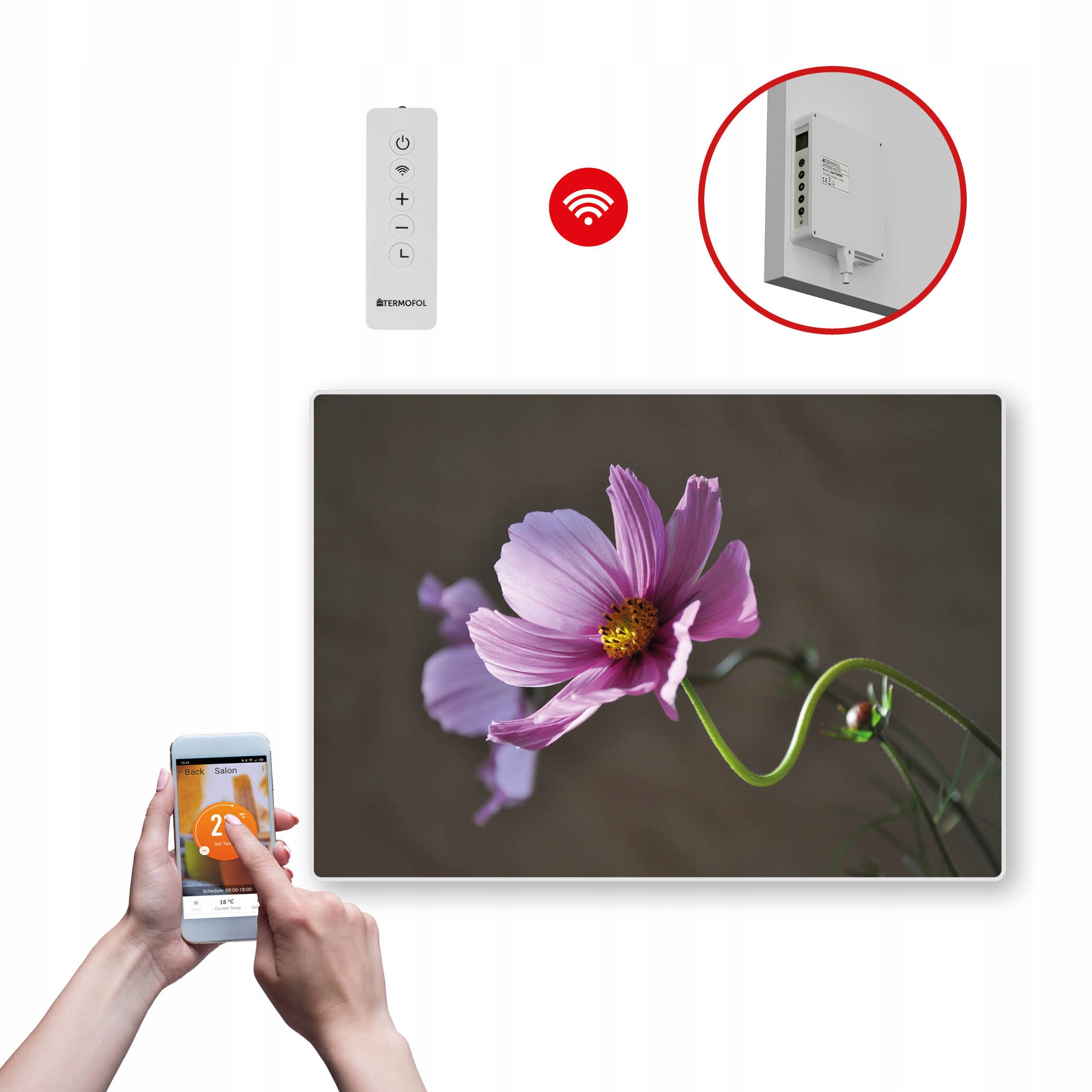 Dekoračný infračervený Vykurovací Panel s výkonom 500 W a Wifi