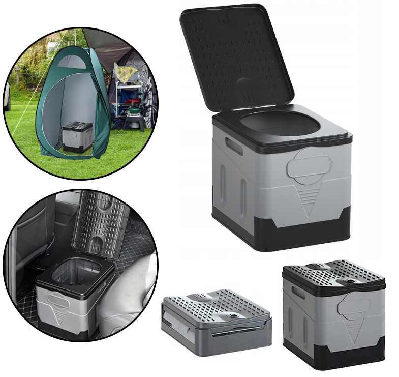 Přenosná automobilová toaleta Braders – skládací, nosnost 20 l, 200 kg