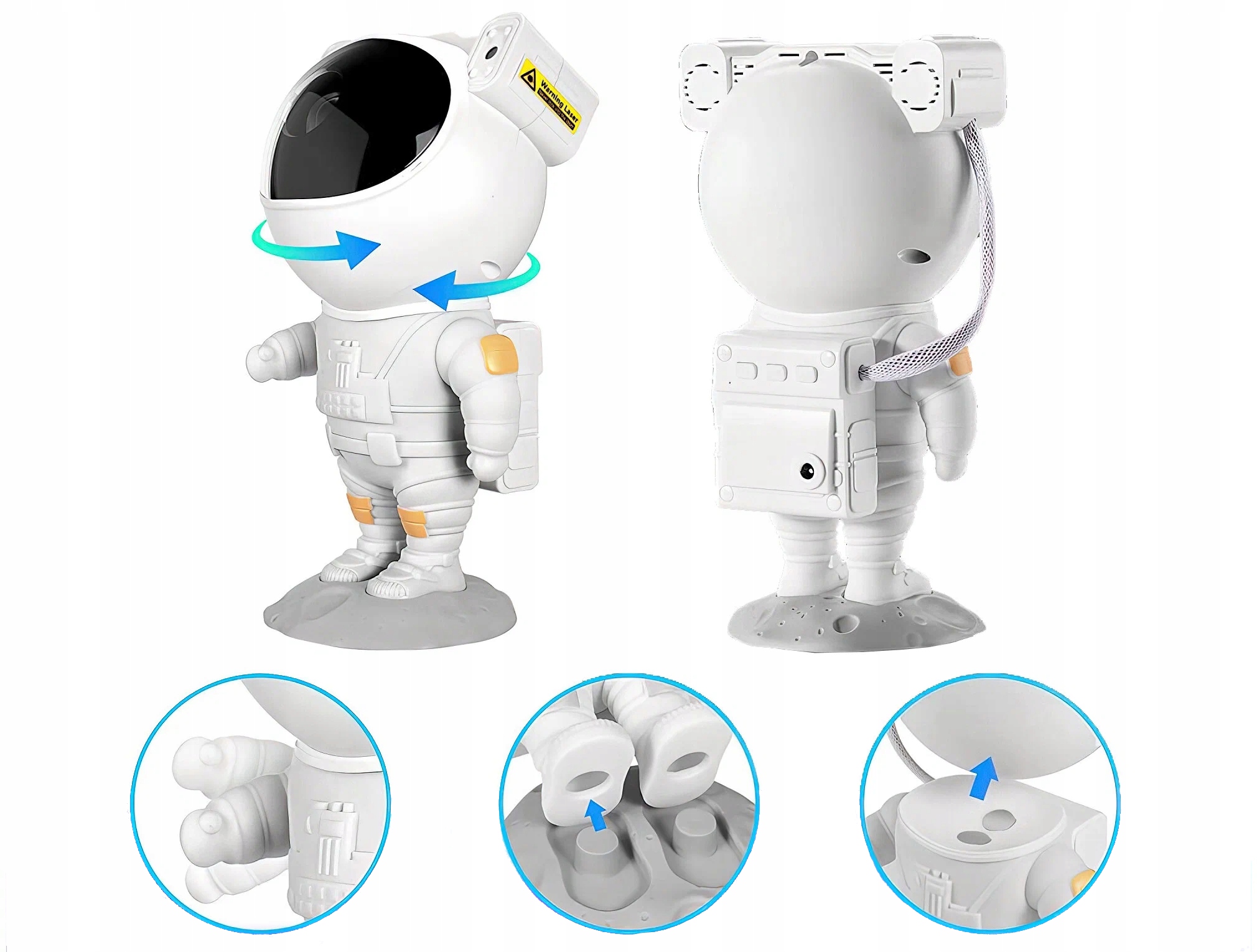 PROJEKTOR GWIAZD NIEBA LED LAMPKA NOCNA ASTRONAUTA Rodzaj gwintu zintegrowane źródło LED