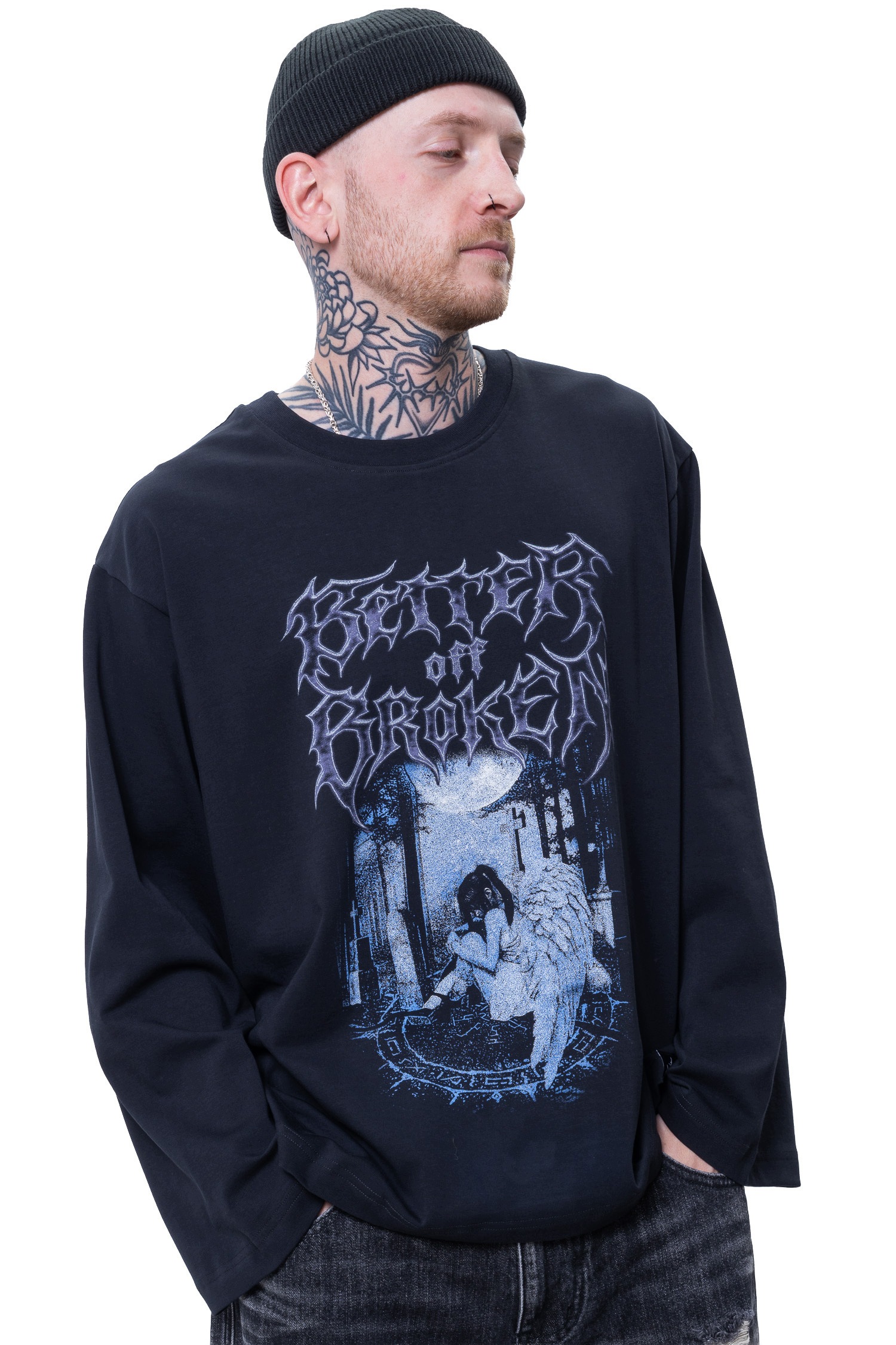 Dlouhý rukáv Better off Broken Cursed S černý