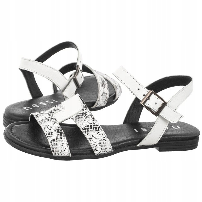 Dámské kožené sandály na léto Nessi bílé 24632