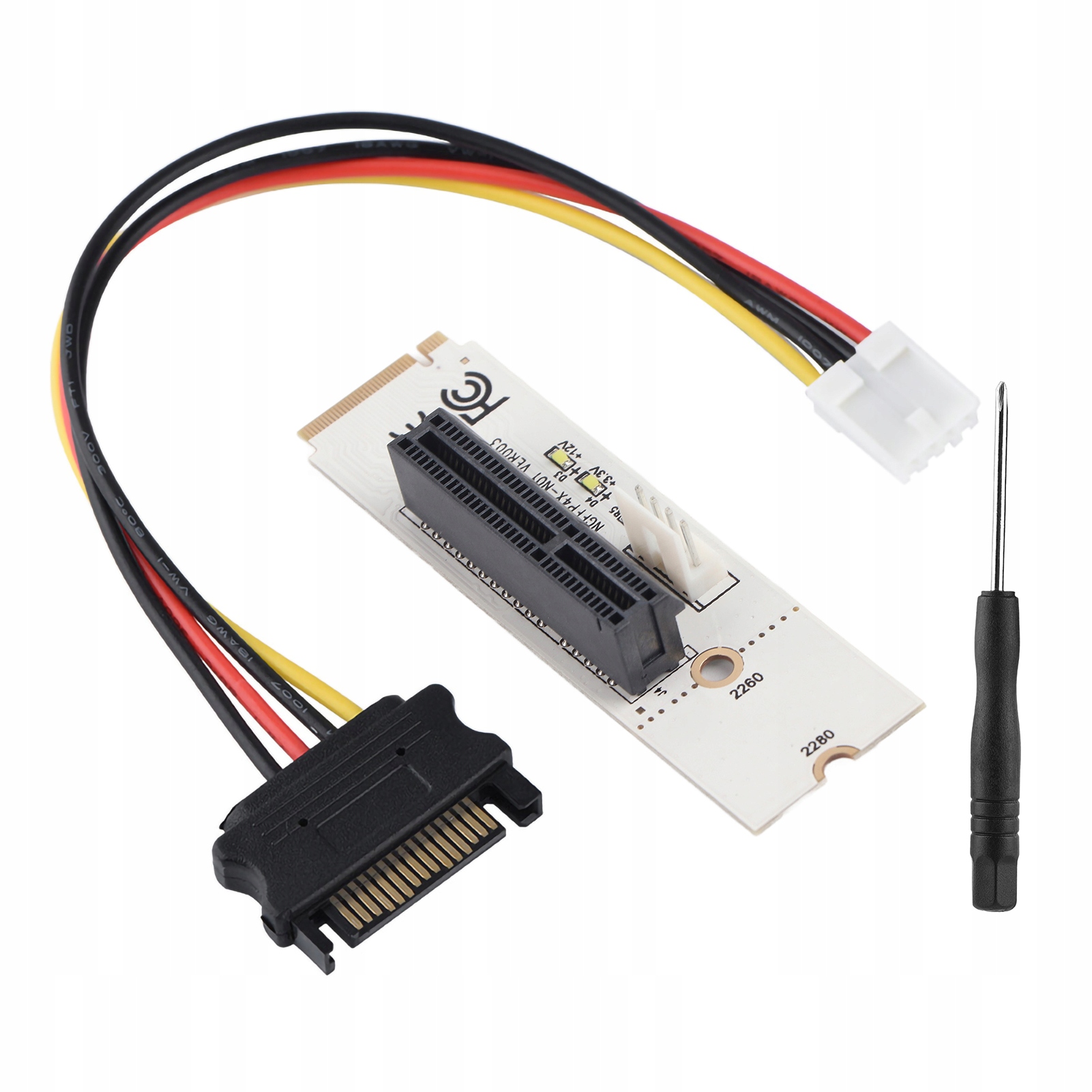 ADAPTER NGFF M.2 DO PCI-E X4 ZE KABEL ZASILAJĄCY SATA