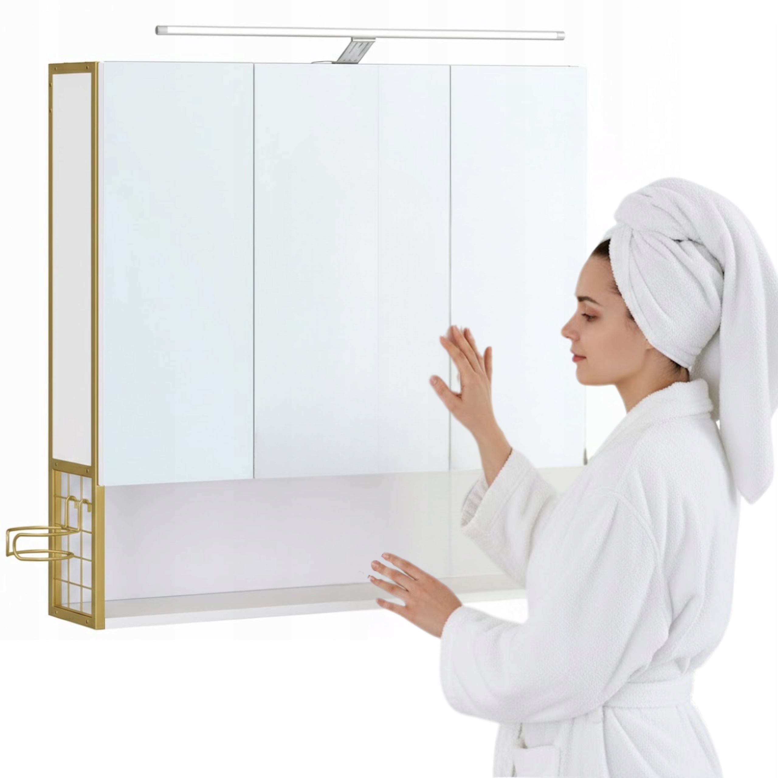 Koupelnová skříňka se zrcadlem Led Závěsná Nástěnná police Bílá