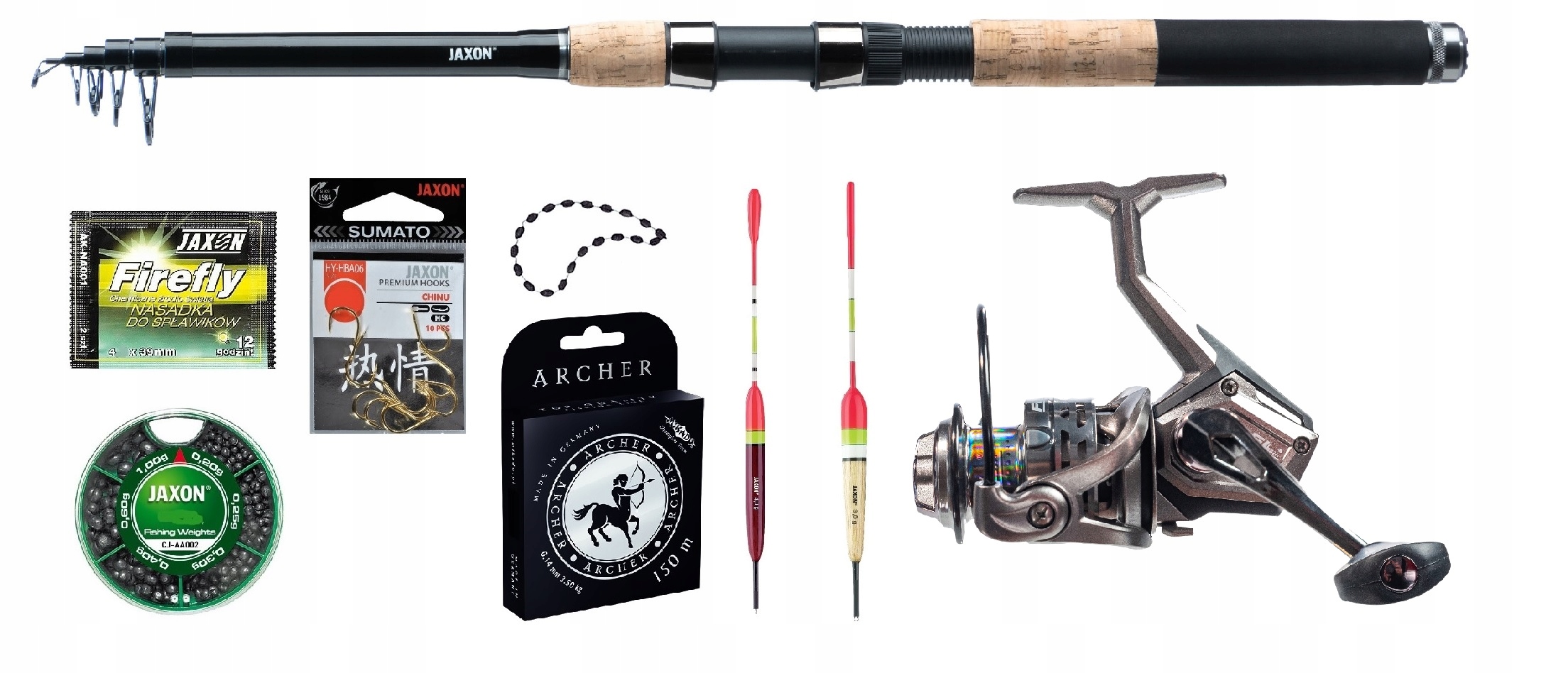 Zestaw Spławikowy Wędka Jaxon Kołowrotek spławiki