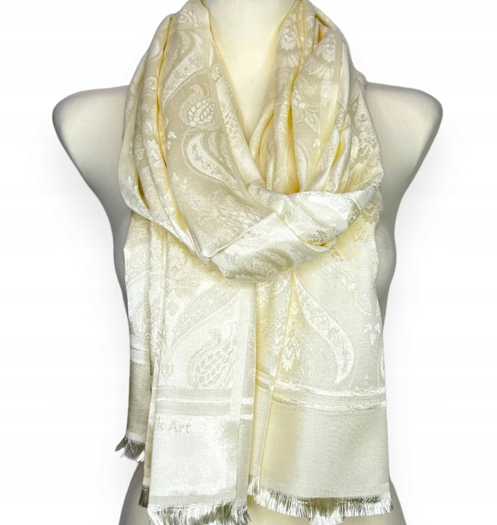 Dámská podzimní šála Silk Art Krémová Ecru Elegantní Turecký Orient