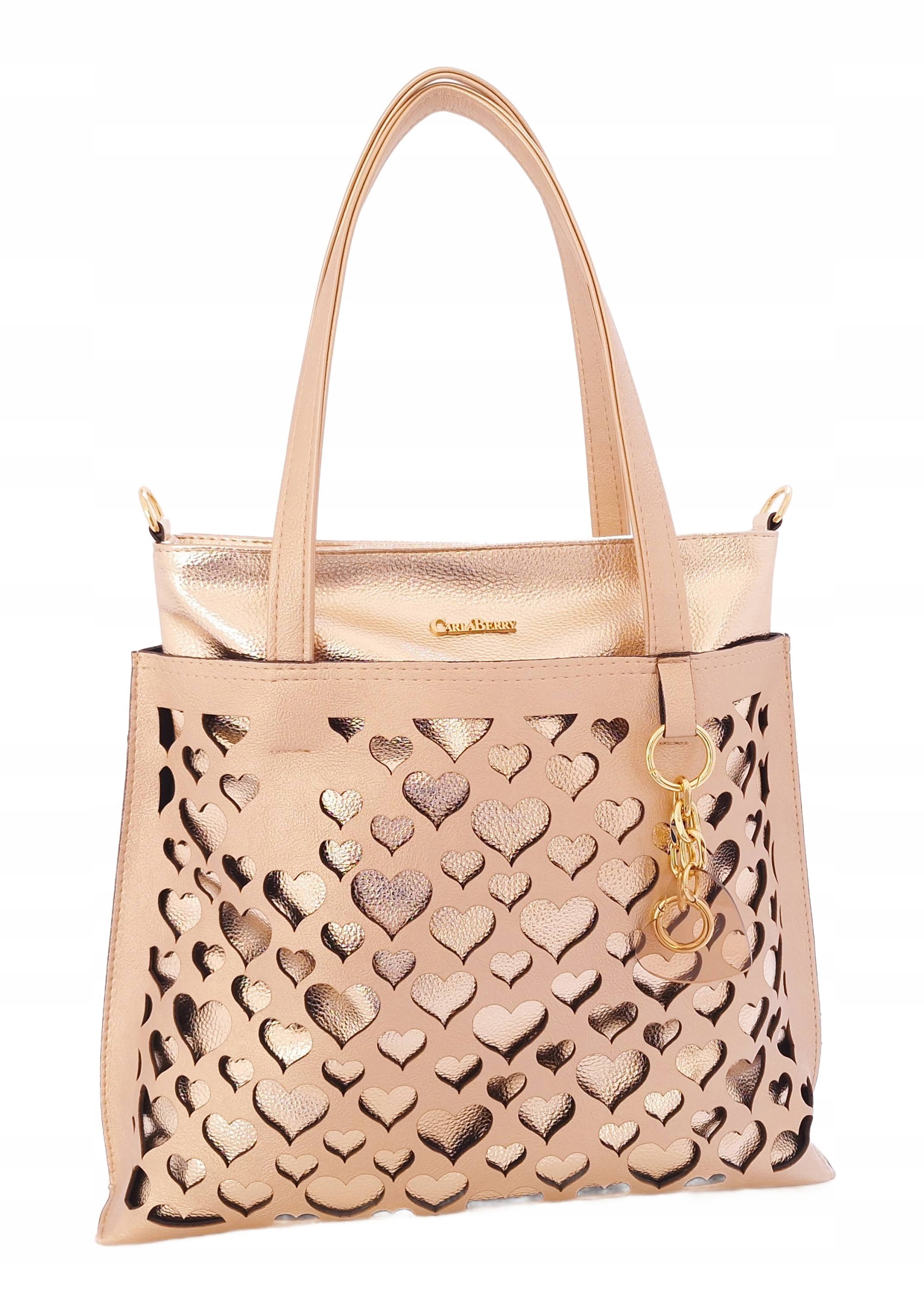 Zlatá dámská shopper taška 2v1 s ažurovým vzorem Carla Berry