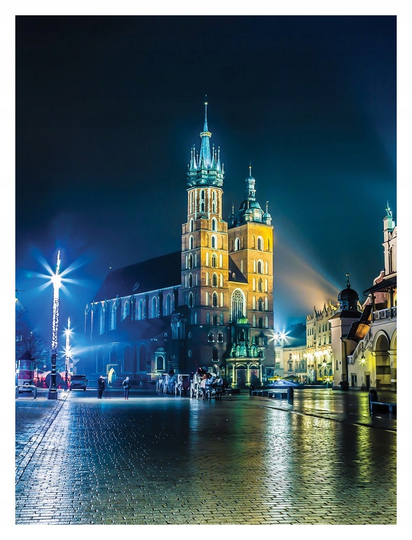 Fototapeta Krakov v noci Staré město Mariánská bazilika vinyl 184x254 lepidlo