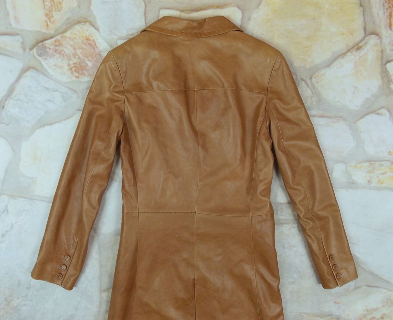 la parigina calzoleria piękny płaszcz skórzany M/L Wzór dominujący bez wzoru