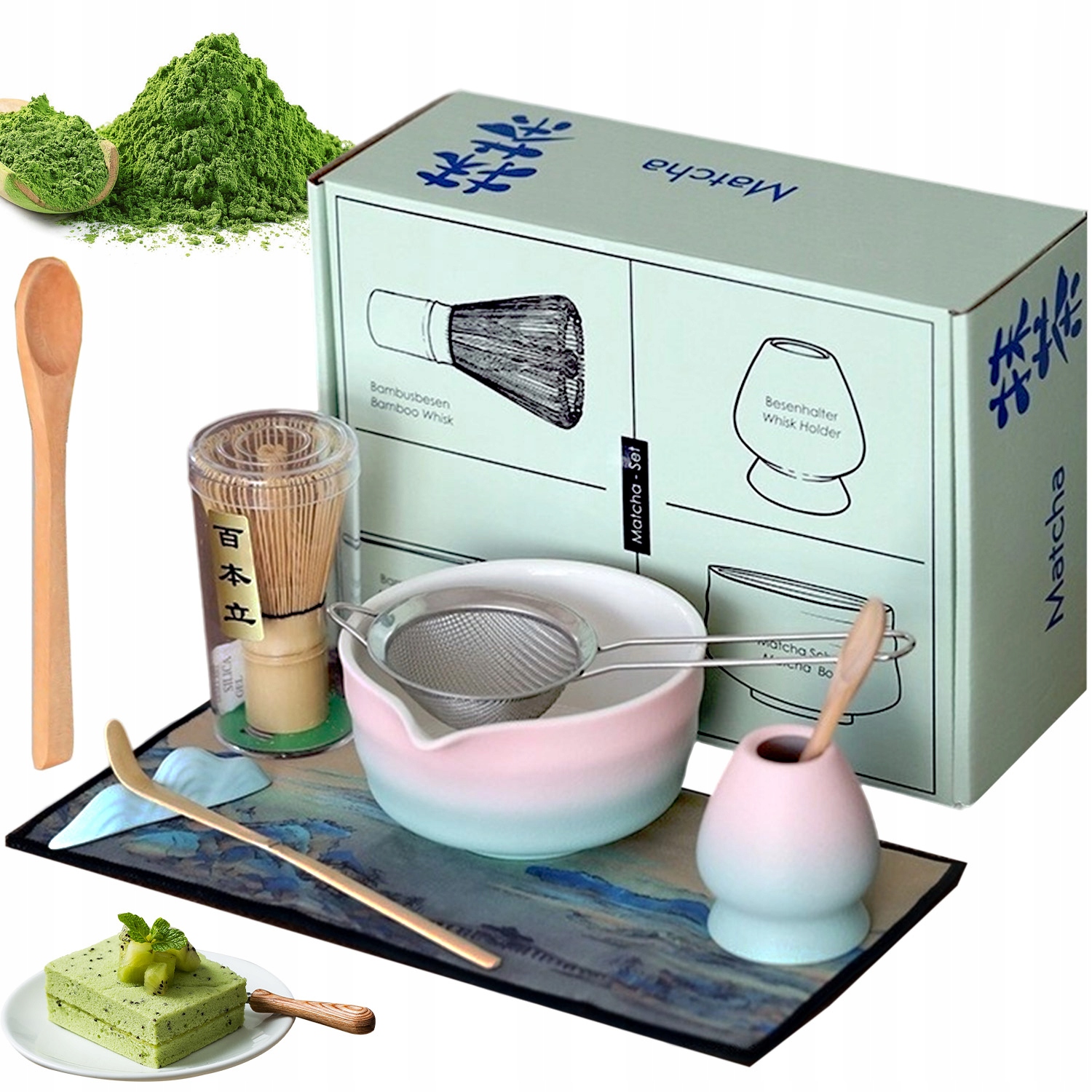 8SZT Zestaw Prezentowy Do Herbaty Matcha Zestaw Mioteł Matcha Z Trzepaczką