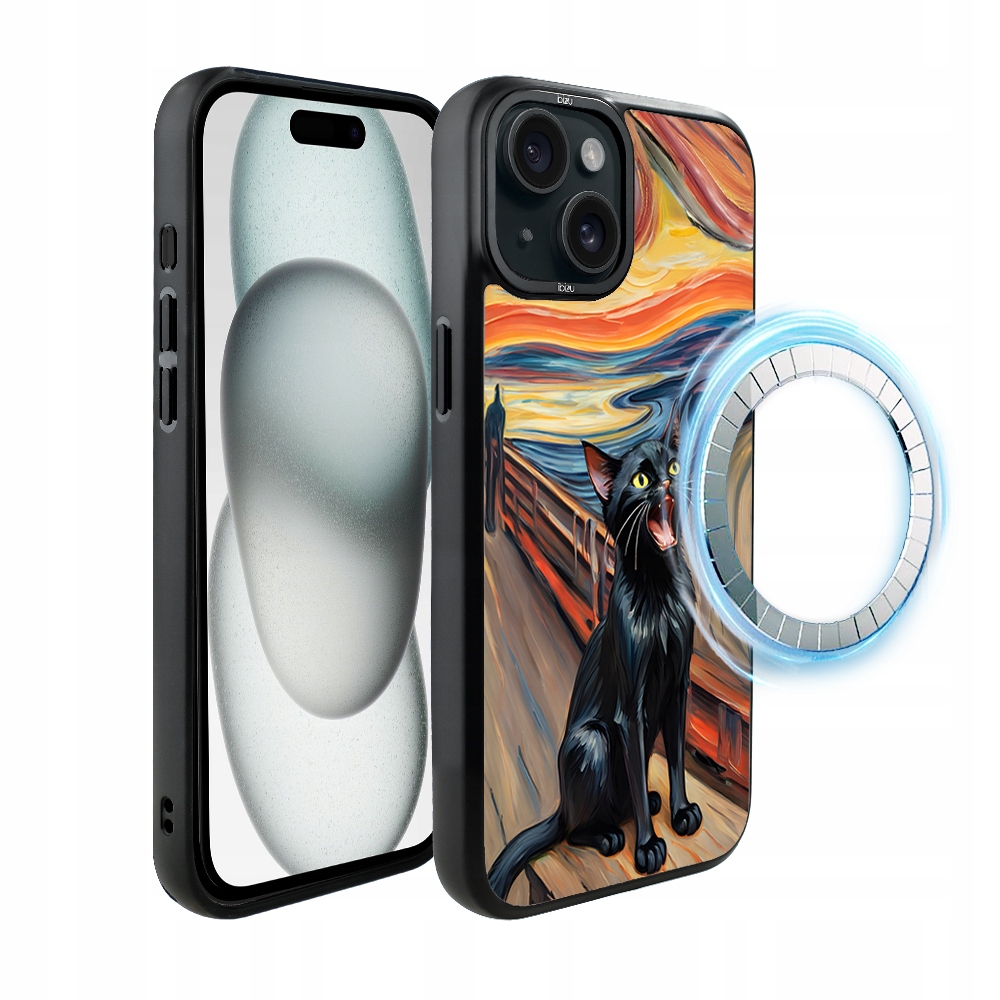 Matný Pouzdro Ibizu DropGuard s MagSafe pro iPhone 15 Plus, kočičí křik