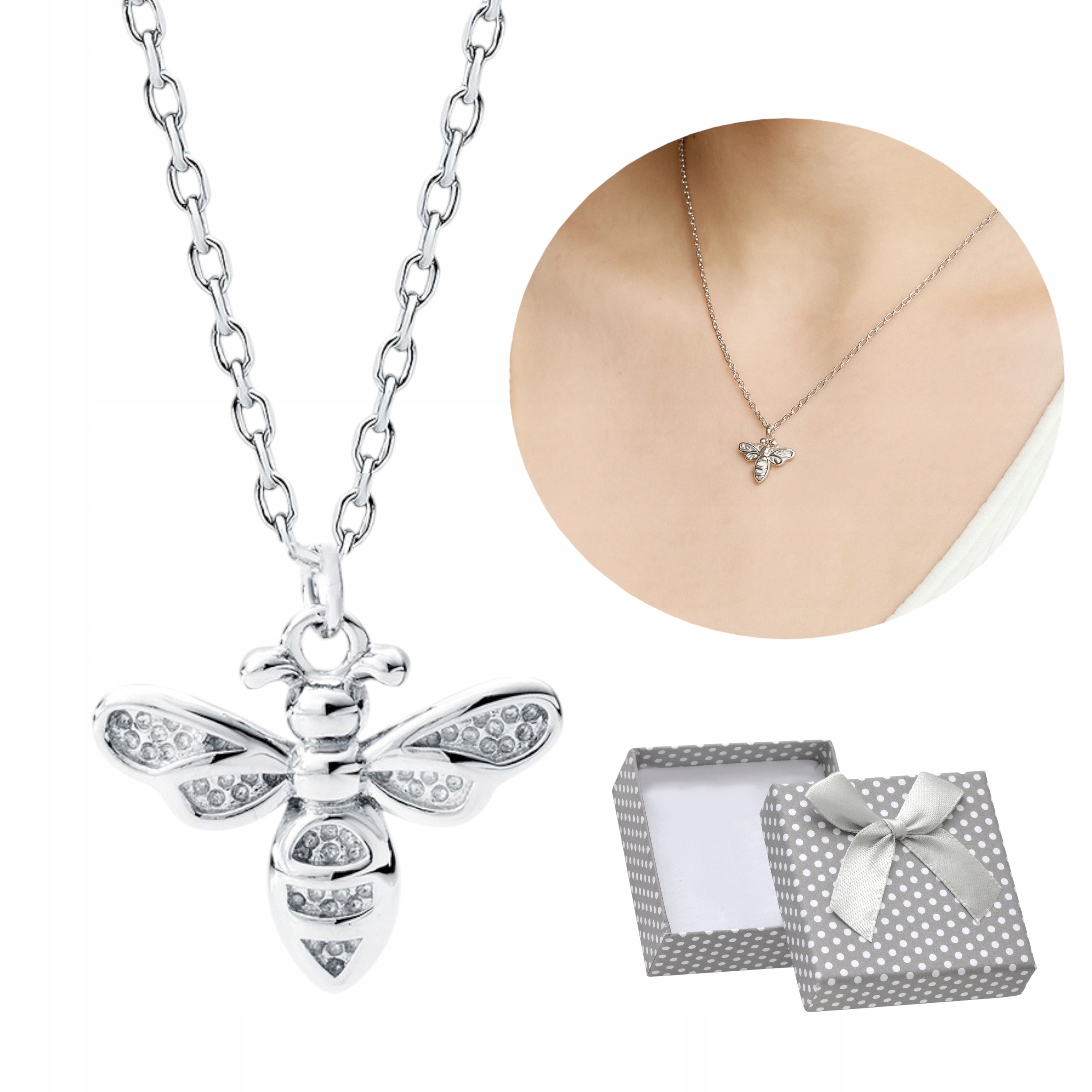 Stříbrný Náhrdelník 925 Rhodiovaná Včela Dárek pro ženy Krásný