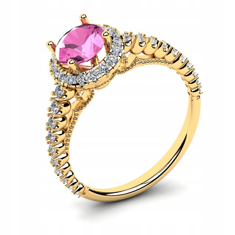 

Pierścionek Złoty Zaręczynowy Z Różową Cyrkonią