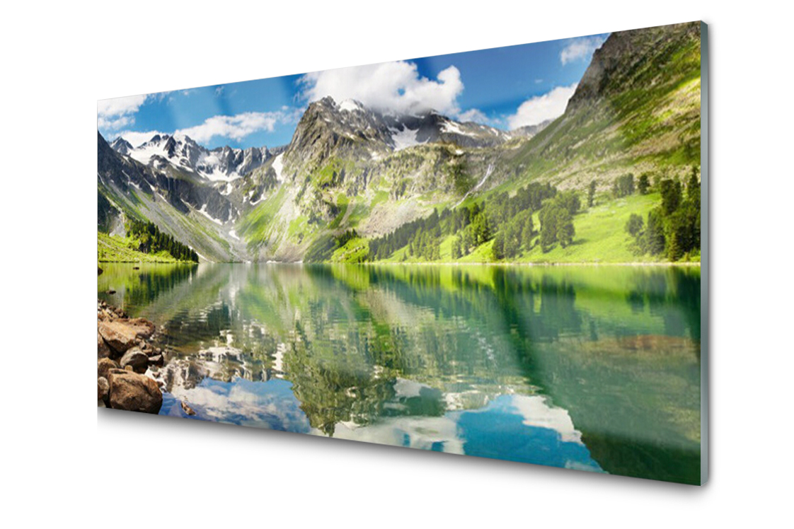 

Panel szklany dekor Góra Jezioro 140x70 + Klej