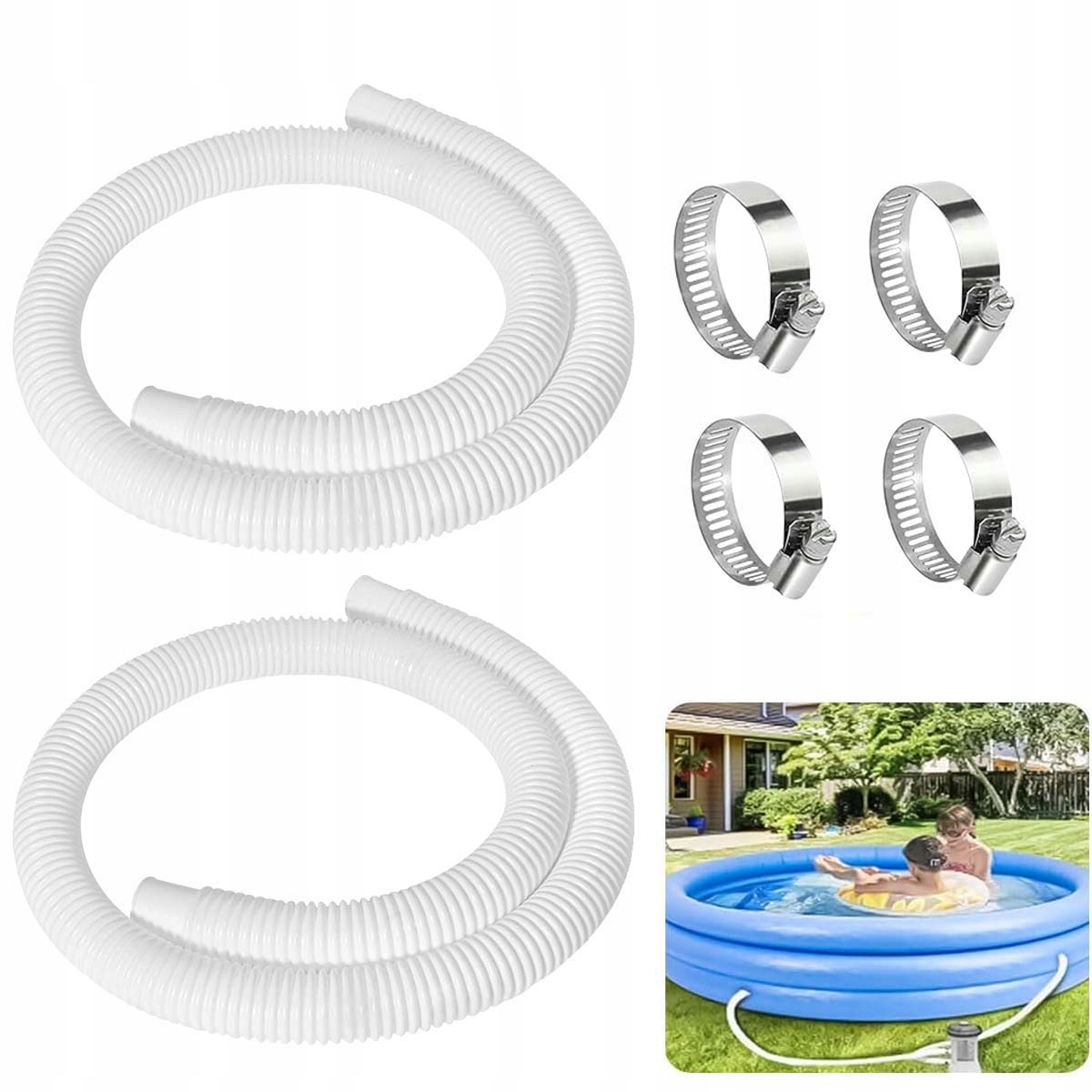 Rura wąż do pompy do basenów 32mm 1.5m, 2 sztuki węży basenowych