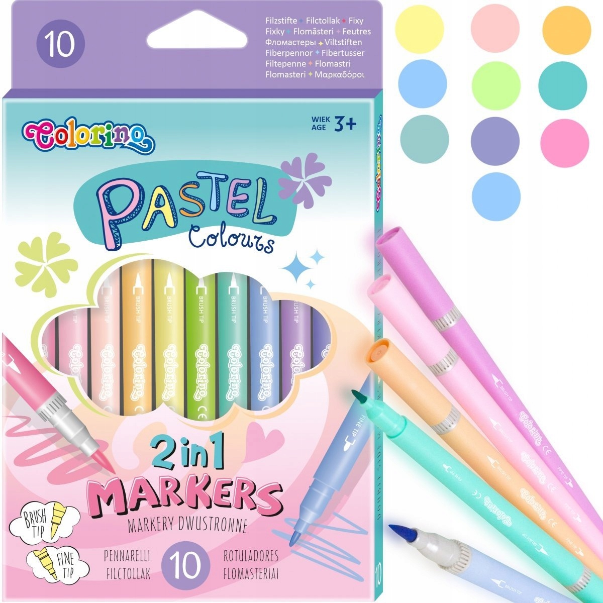 

Flamastry Dwustronne Pastelowe 10szt Colorino Kids