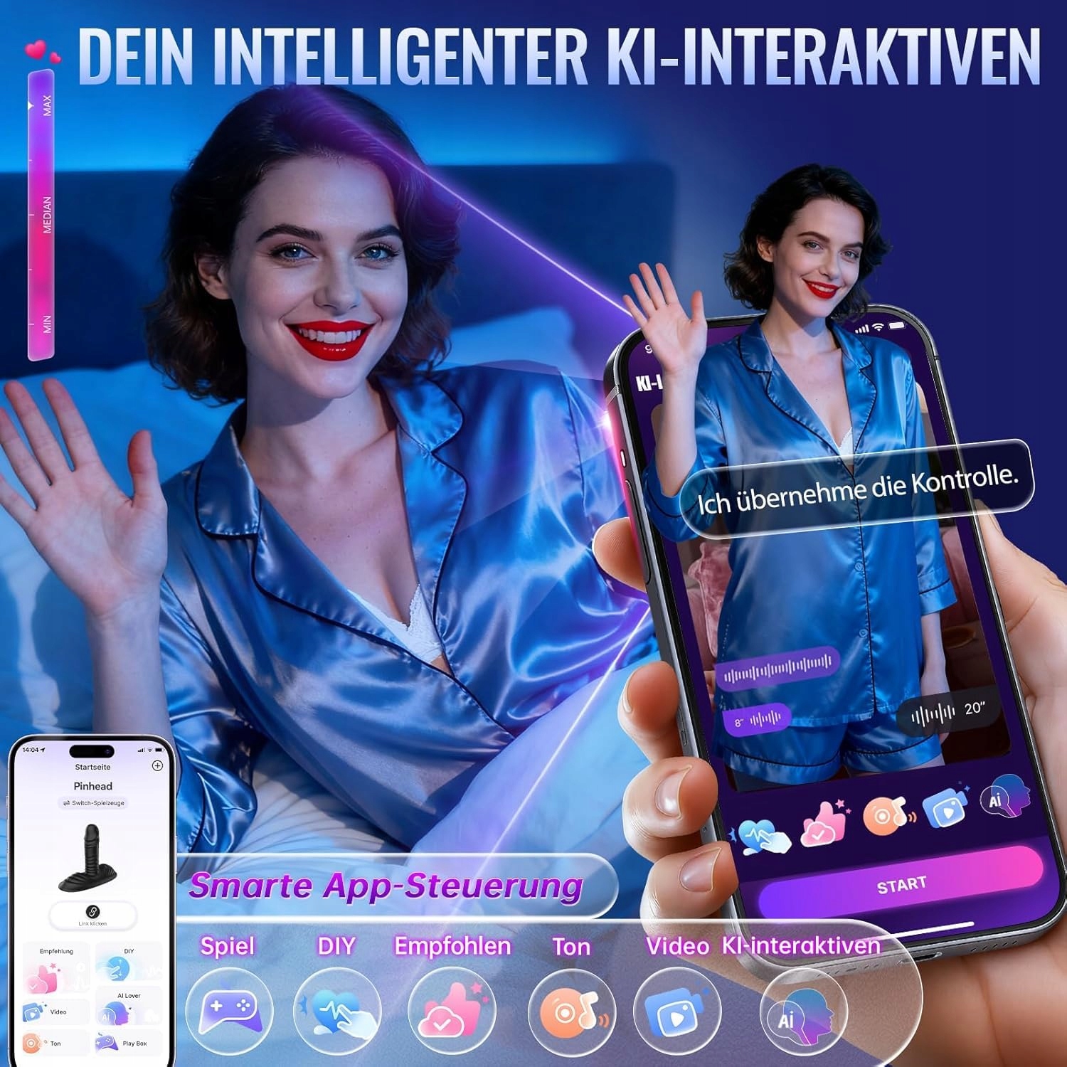 AI SYNC Wibrator Analny Z Silikonu 9 Trybów Wibracji IPX7 Dla Mężczyzn — miniatura 3