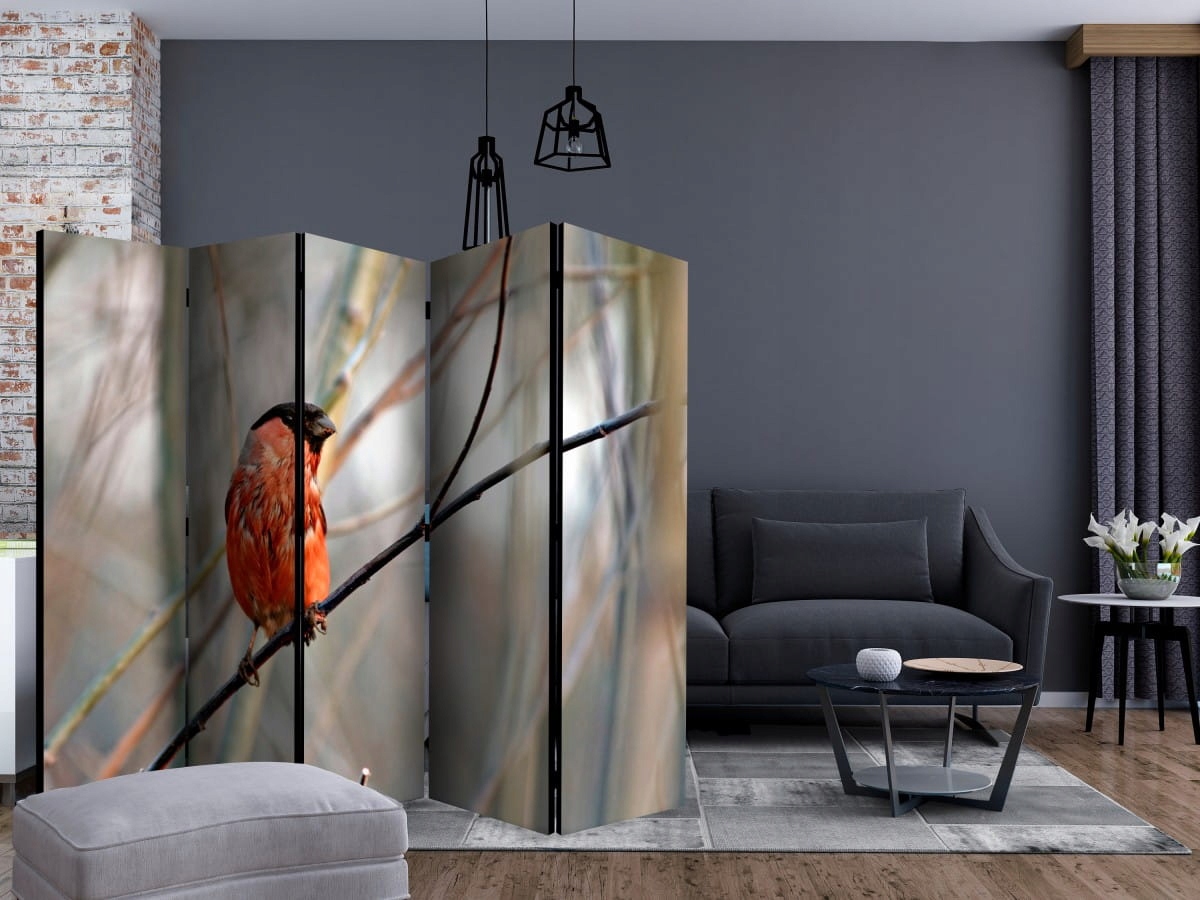 Parawan 5-częściowy - Bullfinch in the forest II Wysokość parawanu 172 cm