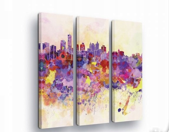 Obraz 90x100 Městská krajina umění abstrakce akvarel trojdílný Nový