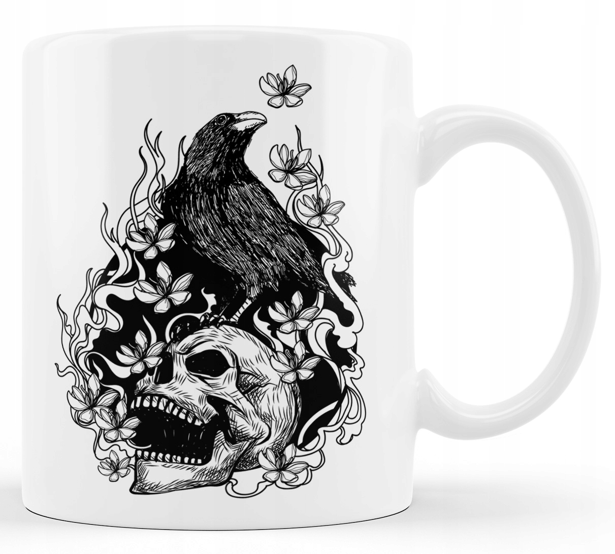 

Kubek z krukiem i czaszką rysunek