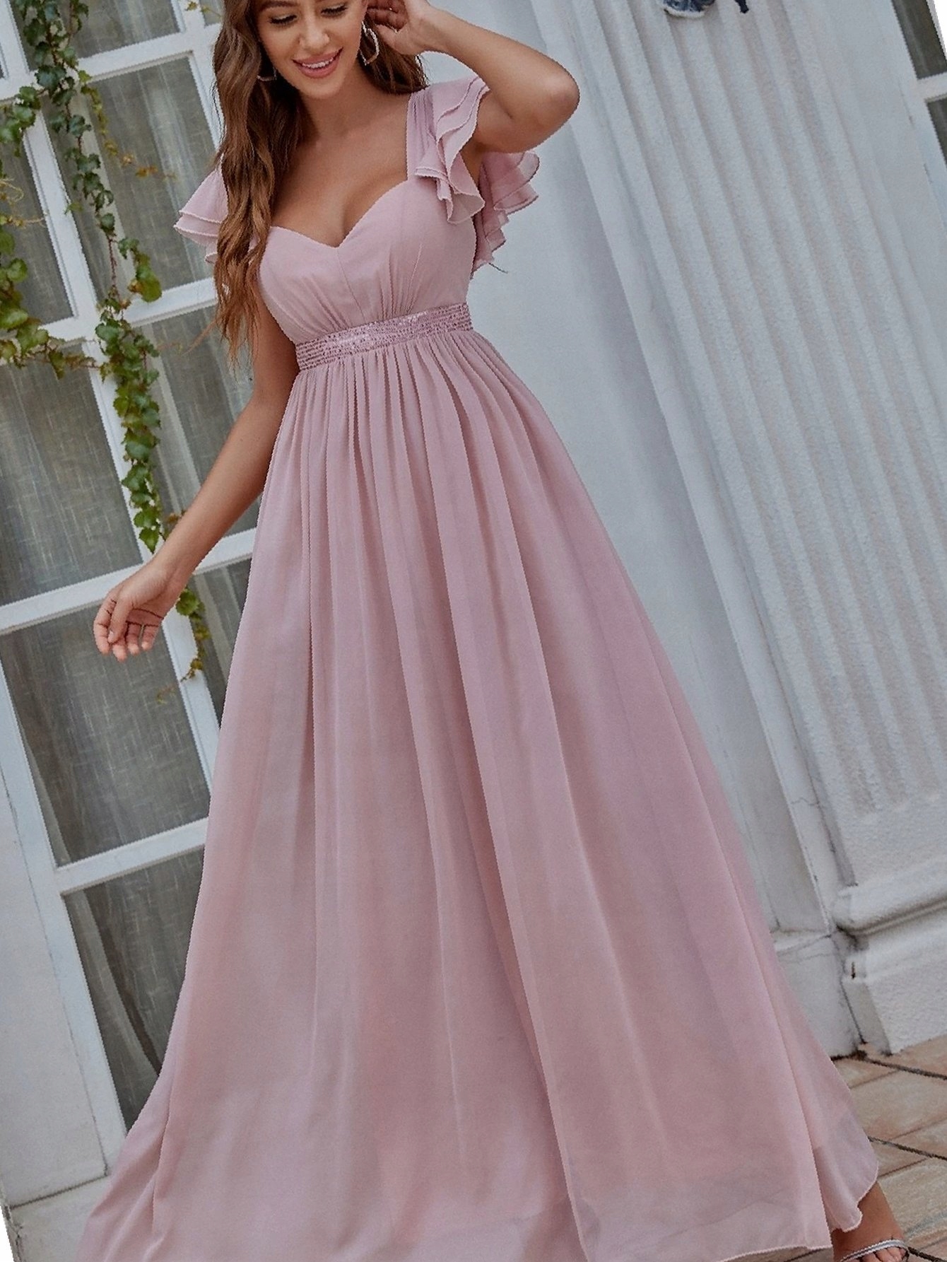 Šaty s flitrovou vložkou Maxi Šifonová S