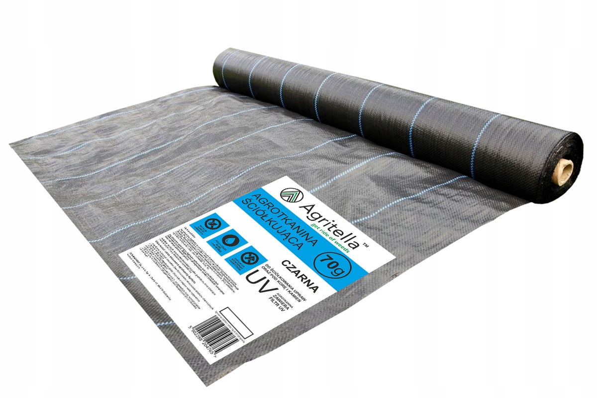 Agrotkanina 1,1x100m Mocna 70g Uv Czarna Agrowłóknina Na Chwasty Pod Kamień