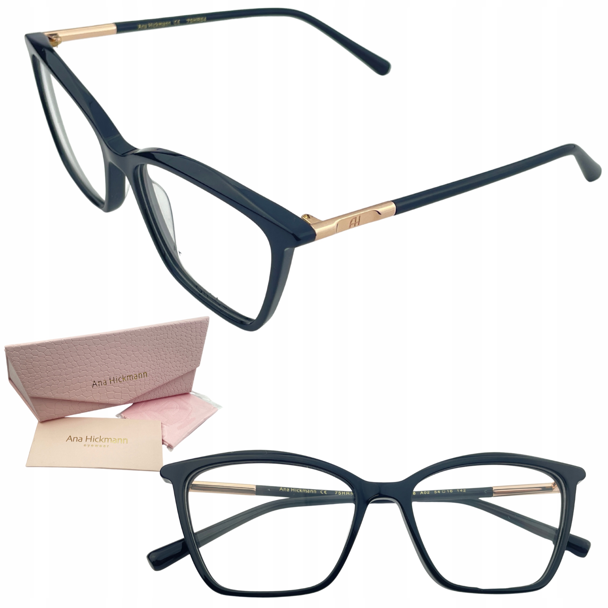 Oprawki okularowe Ana Hickmann AH6618 A02 czarne damskie kocie