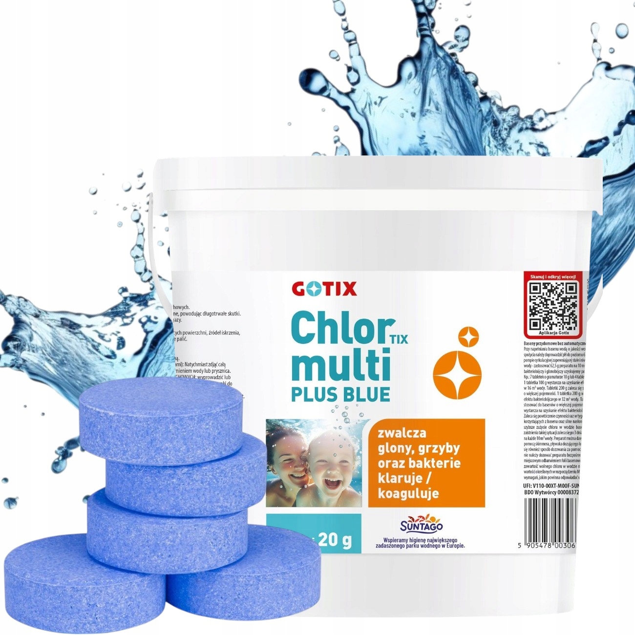 5kg Chlor Do Basenu tabletki multifunkcyjne Niebieskie blue 20g Jacuzzi spa