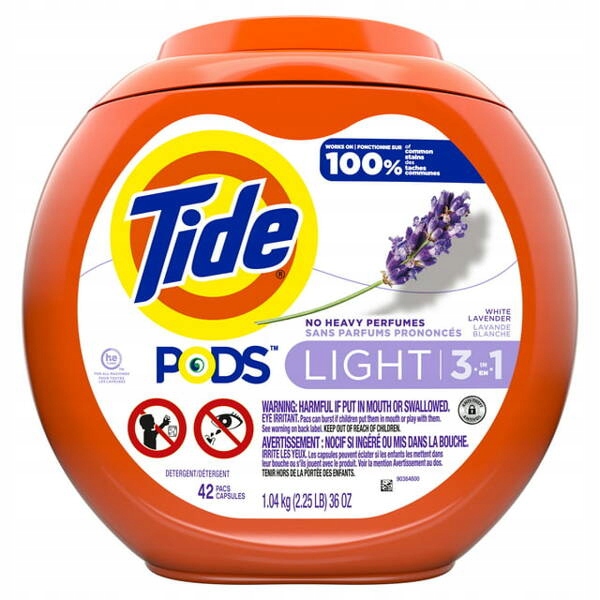 Levně Kapsle na praní tkanin Univerzální 42 ks Tide Light Lavender