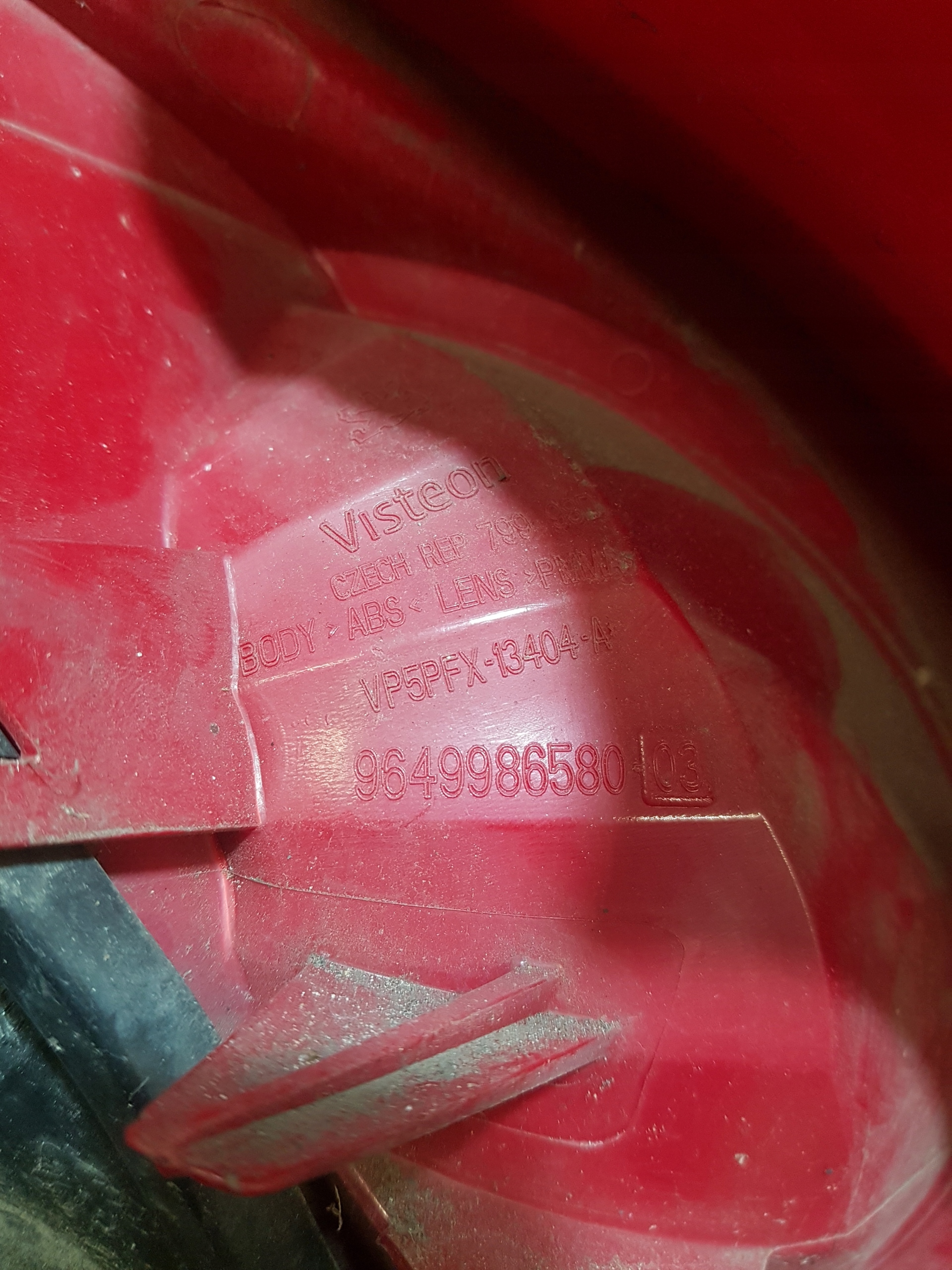 light right rear PEUGEOT 207 9649986580
