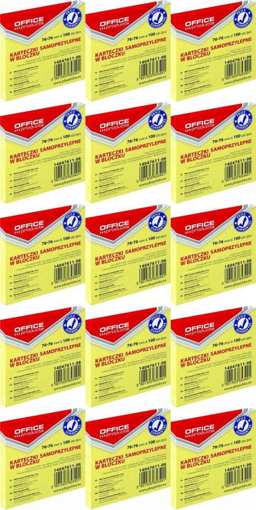 

Karteczki Eco 76x76mm 100k żółte x15