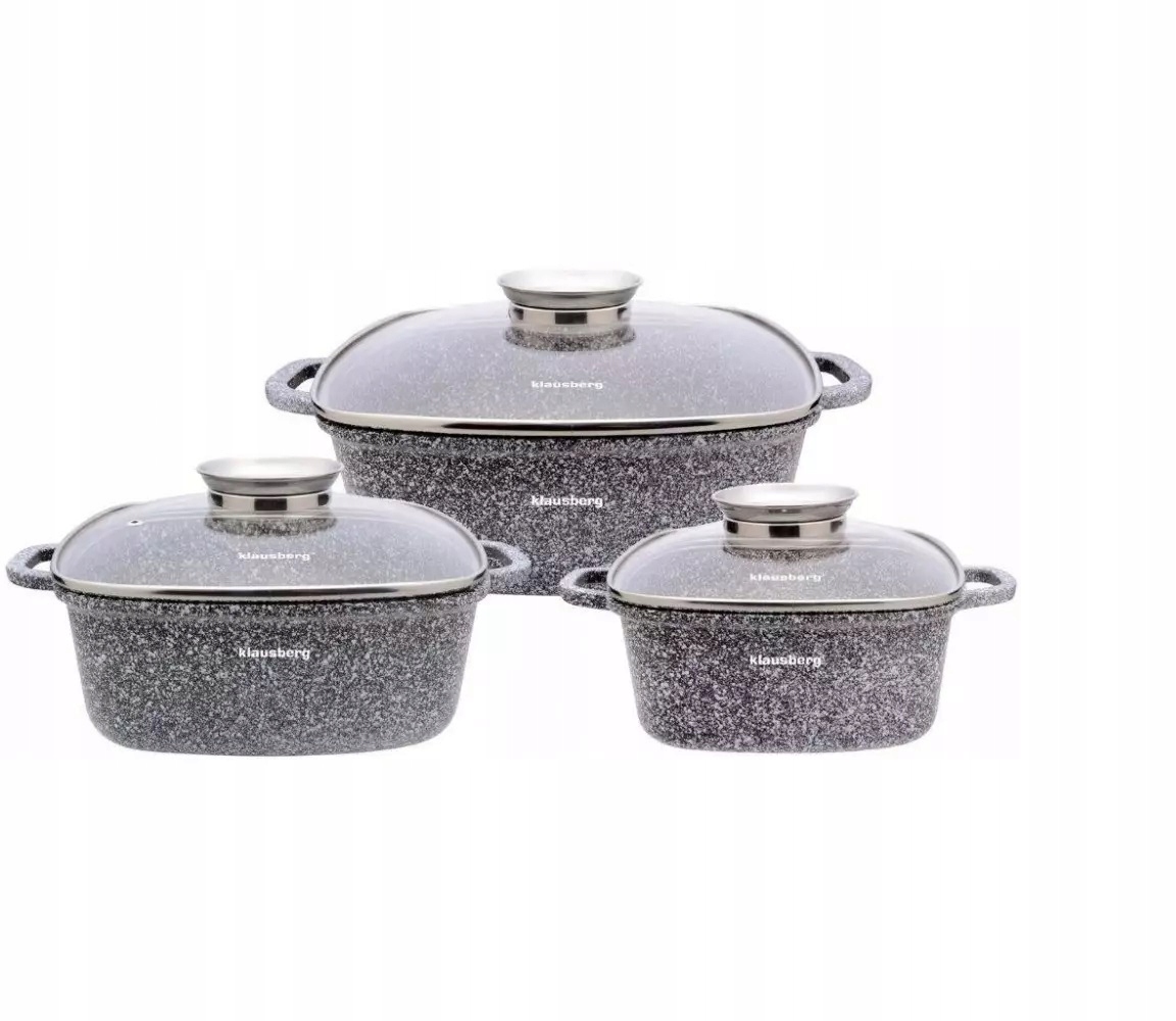 Sada hrnců Klausberg 6 ks, čtvercová, pekáč