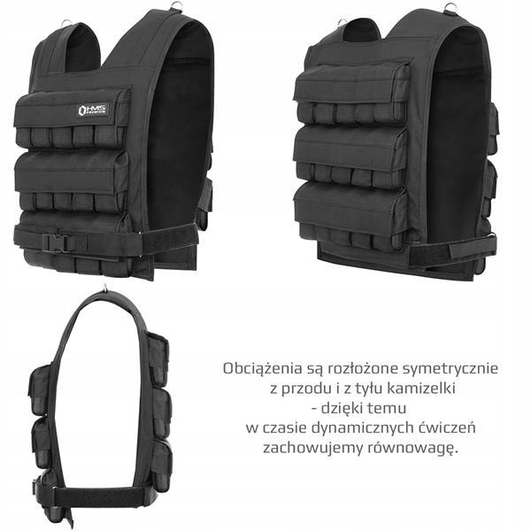 KAMIZELKA TRENINGOWA REGULACJA OBCIĄŻEŃ 30kg HMS Długość (cm) 104