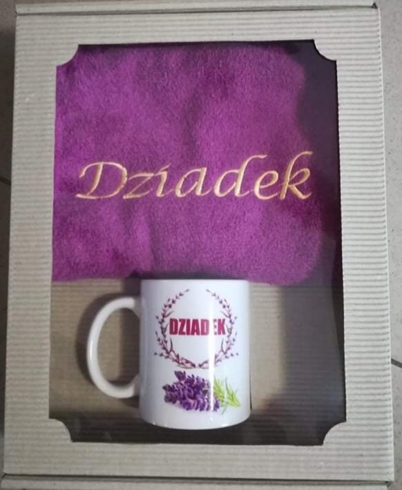 Levně Dárková sada levandulový ručník 50 x 100 cm hrnek pro dědečka